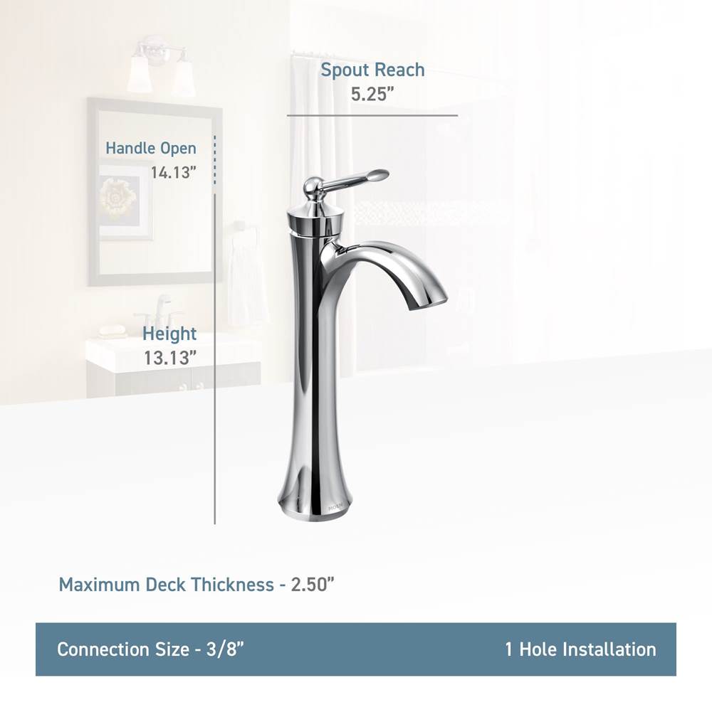Wynford One-Handle High Arc Vessel Sink Bathroom Faucet, Chrome