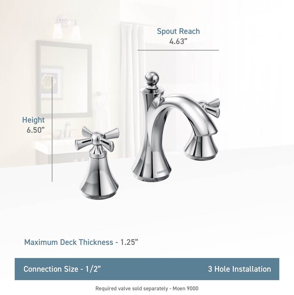 Wynford 8 in. Widespread 2-Handle High-Arc Bathroom Faucet with Cross Handles in Chrome (Valve Sold Separately)