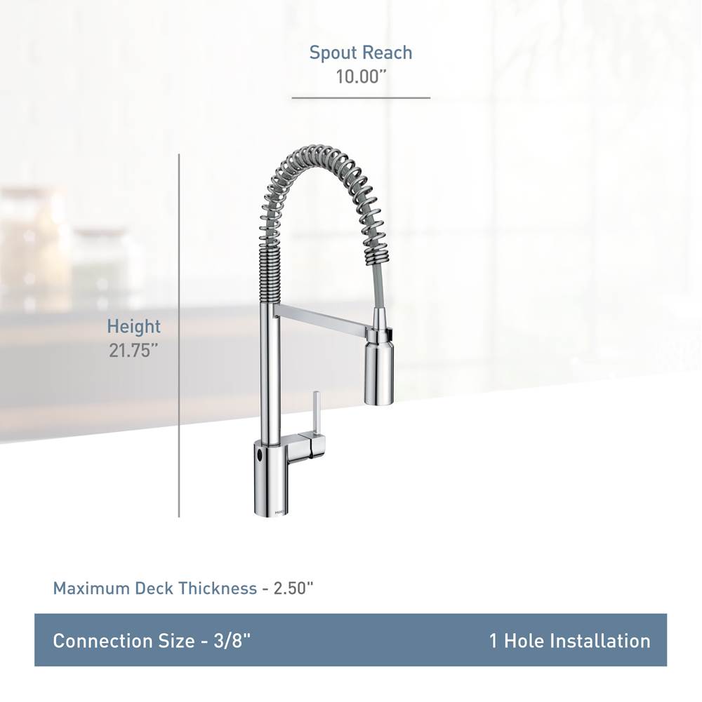 Moen 5923EWC Align Motionsense Wave Sensor Touchless One Handle Pre-Rinse Spring Kitchen Faucet, Brushed Gold