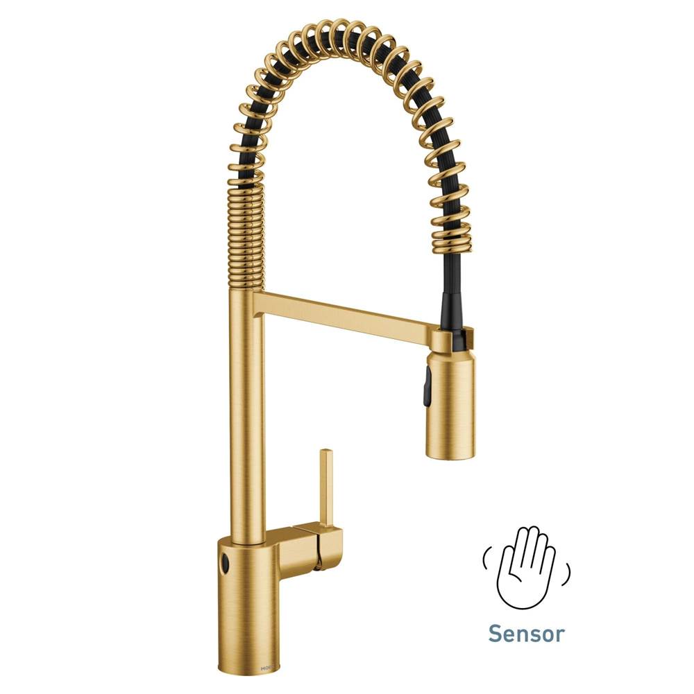 Moen 5923EWC Align Motionsense Wave Sensor Touchless One Handle Pre-Rinse Spring Kitchen Faucet, Brushed Gold