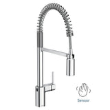 Moen 5923EWC Align Motionsense Wave Sensor Touchless One Handle Pre-Rinse Spring Kitchen Faucet, Brushed Gold