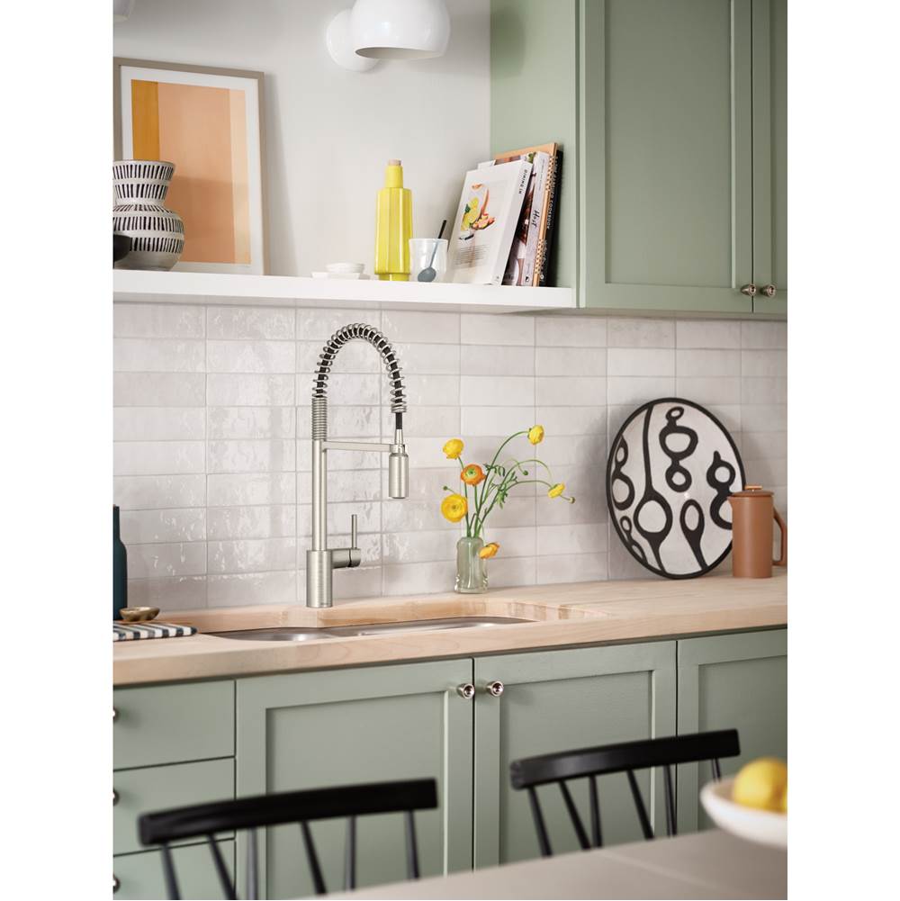 Moen 5923EWC Align Motionsense Wave Sensor Touchless One Handle Pre-Rinse Spring Kitchen Faucet, Brushed Gold