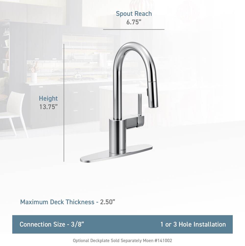 Align One-Handle Pulldown Bar Faucet with Power Clean featuring Reflex, Chrome