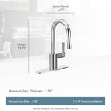 Align One-Handle Pulldown Bar Faucet with Power Clean featuring Reflex, Chrome