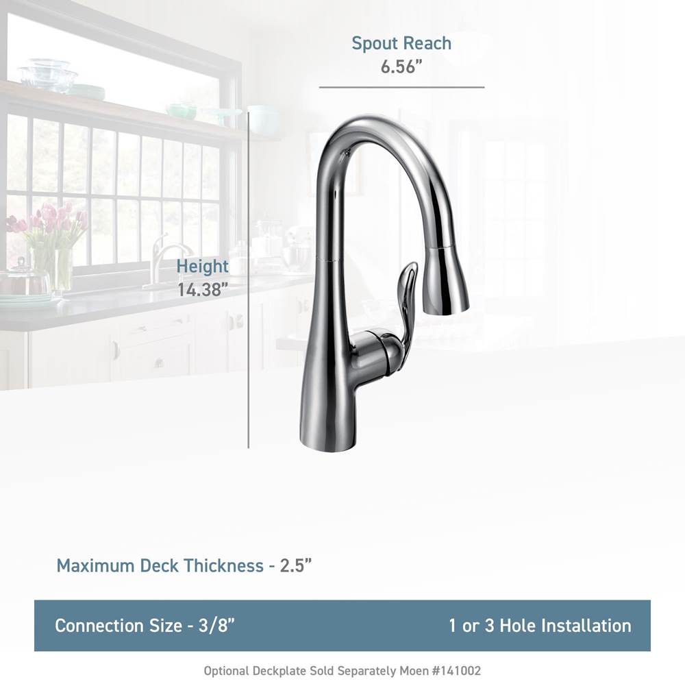 Arbor One-Handle High Arc Pulldown Single Mount Bar Faucet with Reflex, Chrome