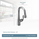 Arbor One-Handle High Arc Pulldown Single Mount Bar Faucet with Reflex, Chrome
