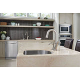 Transitional Deck Mounted Kitchen Soap Dispenser with Above the Sink Refillable Bottle, Brushed Gold