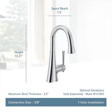 Kurv Chrome One-Handle High Arc Bar Faucet