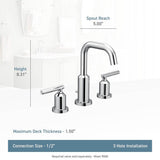 Gibson Two-Handle 8-Inch Widespread High Arc Modern Bathroom Sink Faucet, Valve Required, Chrome
