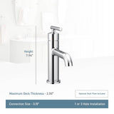 Gibson One-Handle Single Hole Modern Bathroom Sink Faucet with Optional Deckplate, Chrome
