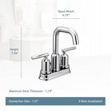 Gibson Two-Handle Centerset High Arc Modern Bathroom Faucet with Drain Assembly, Chrome