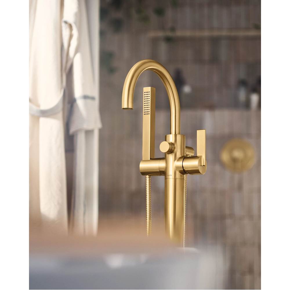 Cia One Handle Freestanding Floor Mount Tub Filler with Handshower in Chrome