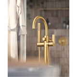 Cia One Handle Freestanding Floor Mount Tub Filler with Handshower in Chrome