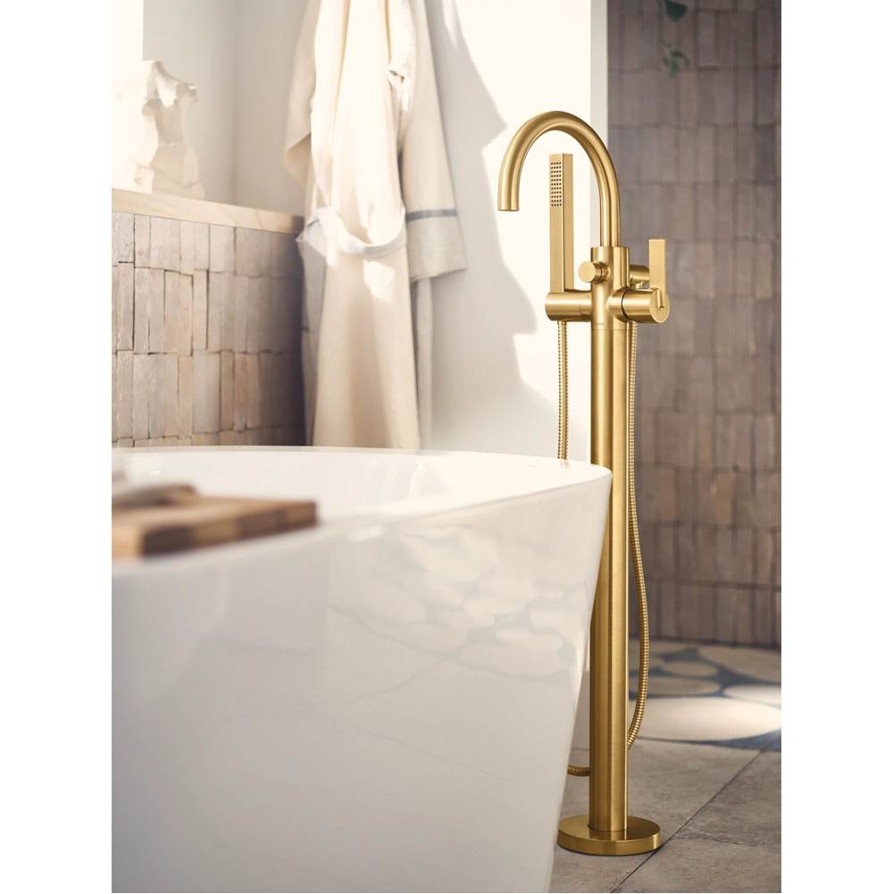 Cia One Handle Freestanding Floor Mount Tub Filler with Handshower in Chrome