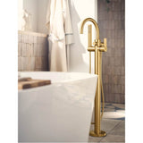 Cia One Handle Freestanding Floor Mount Tub Filler with Handshower in Chrome