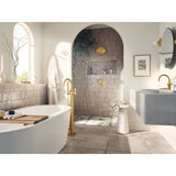 Cia One Handle Freestanding Floor Mount Tub Filler with Handshower in Chrome