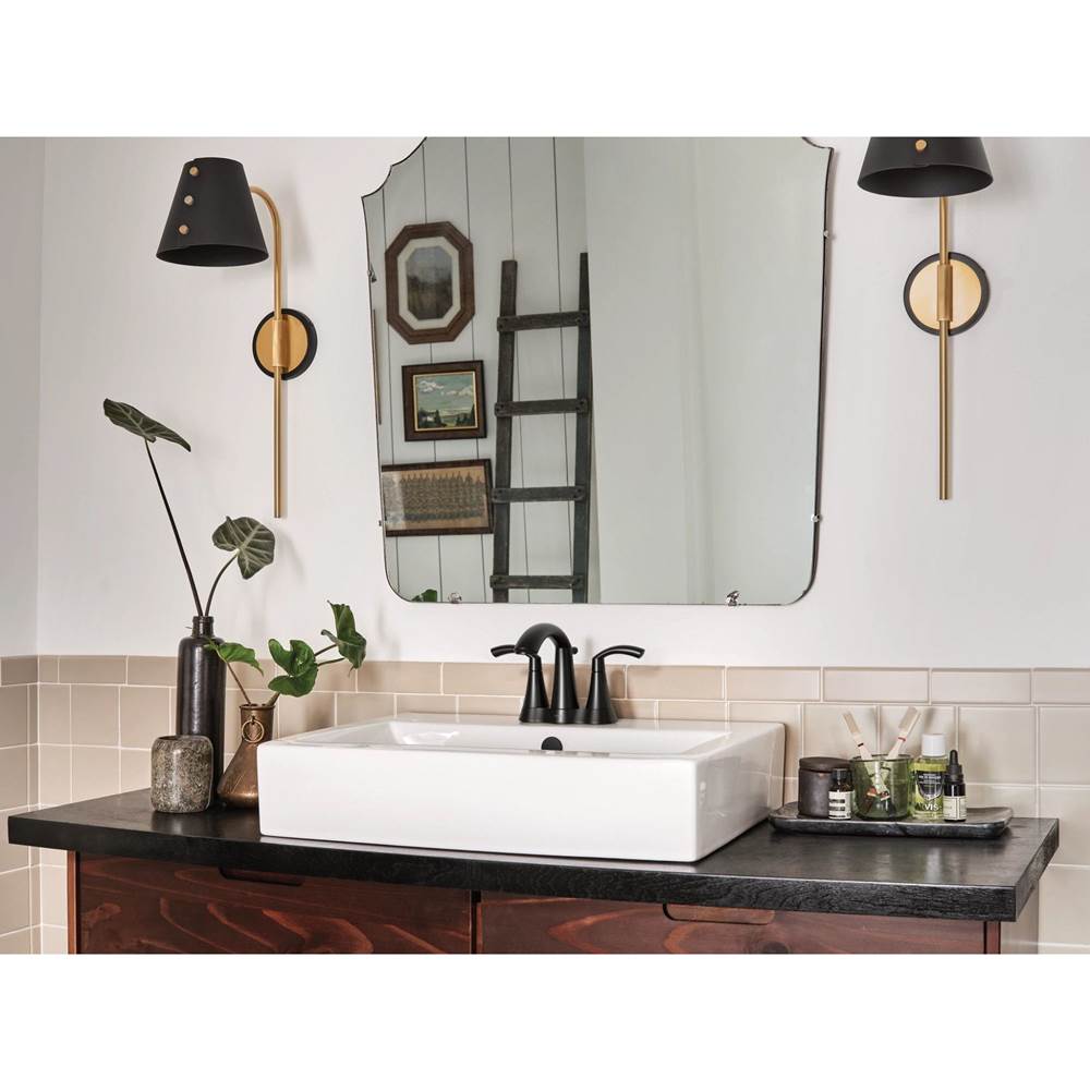 Glyde Two-Handle High Arc Centerset Bathroom Faucet, Chrome