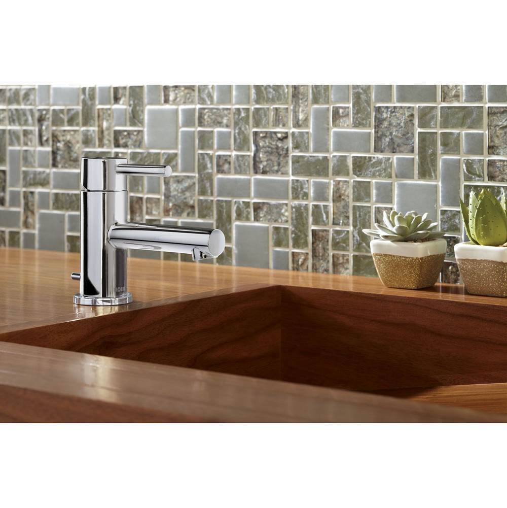 Align One-Handle Single Hole Low Profile Modern Bathroom Faucet with Drain Assembly, Chrome
