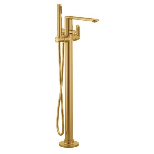 Moen - Brushed gold one-handle tub filler includes hand shower - Brushed Gold