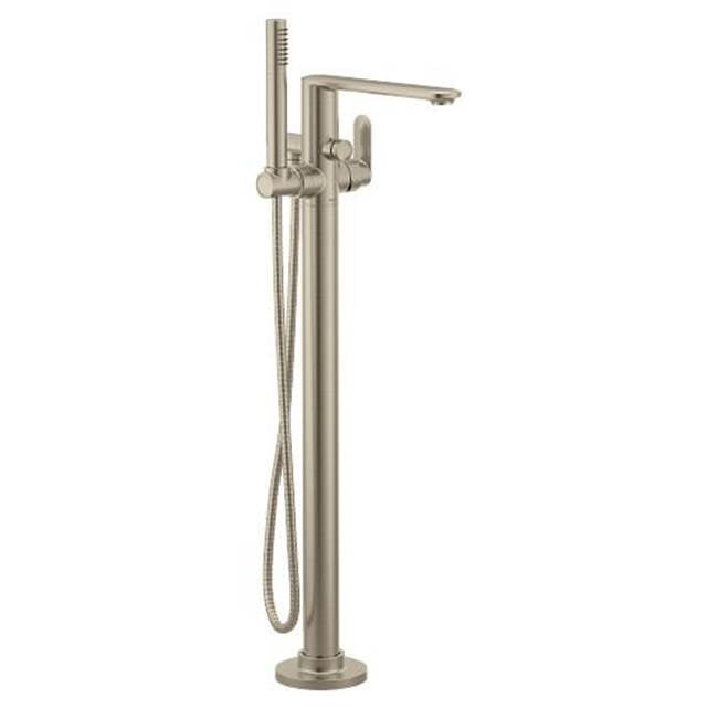 Moen - Brushed nickel one-handle tub filler includes hand shower - Brushed Nickel