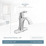 Eva One-Handle Single Hole Bathroom Sink Faucet with Optional Deckplate, Chrome
