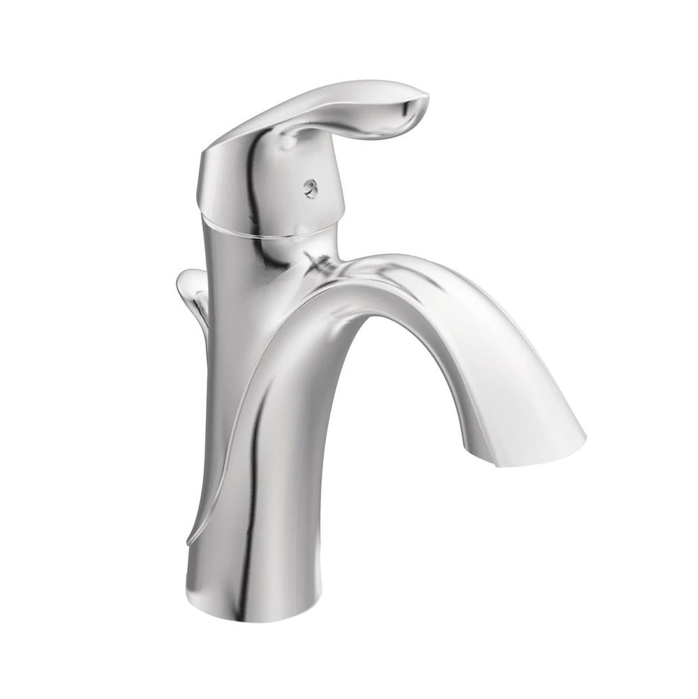 Eva One-Handle Single Hole Bathroom Sink Faucet with Optional Deckplate, Chrome