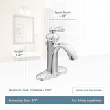 Brantford One-Handle Traditional Bathroom Sink Faucet with Available Vessel Sink Extension Kit, Chrome