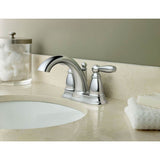 Brantford Two-Handle Low-Arc Centerset Bathroom Faucet with Drain Assembly, Chrome