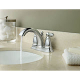 Brantford Two-Handle Low-Arc Centerset Bathroom Faucet with Drain Assembly, Chrome
