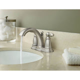 Brantford Two-Handle Low-Arc Centerset Bathroom Faucet with Drain Assembly, Chrome