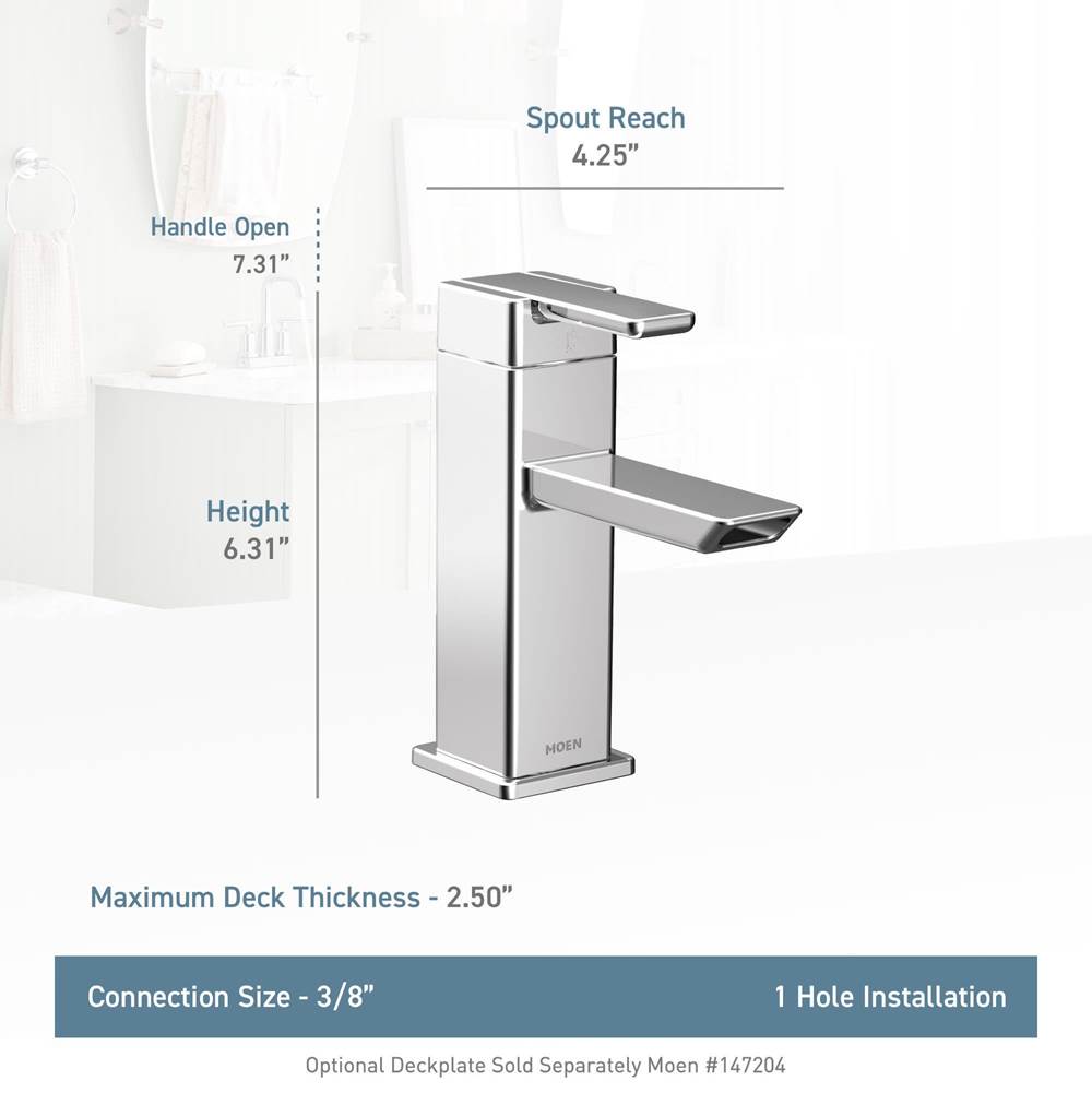 90 Degree One-Handle Modern Bathroom Faucet with Drain Assembly, Chrome