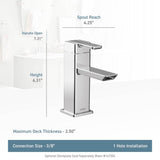 90 Degree One-Handle Modern Bathroom Faucet with Drain Assembly, Chrome
