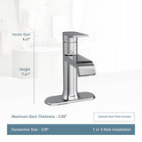 Genta LX One-Handle Single Hole Modern Bathroom Sink Faucet with Optional Deckplate, Chrome