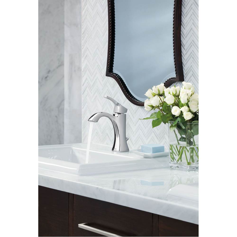 Voss One-Handle Single Hole Bathroom Sink Faucet with Optional Deckplate, Chrome