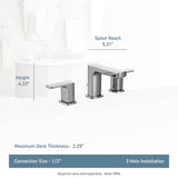 Rizon Two-Handle Widespread Bathroom Faucet, Valve Required, Chrome