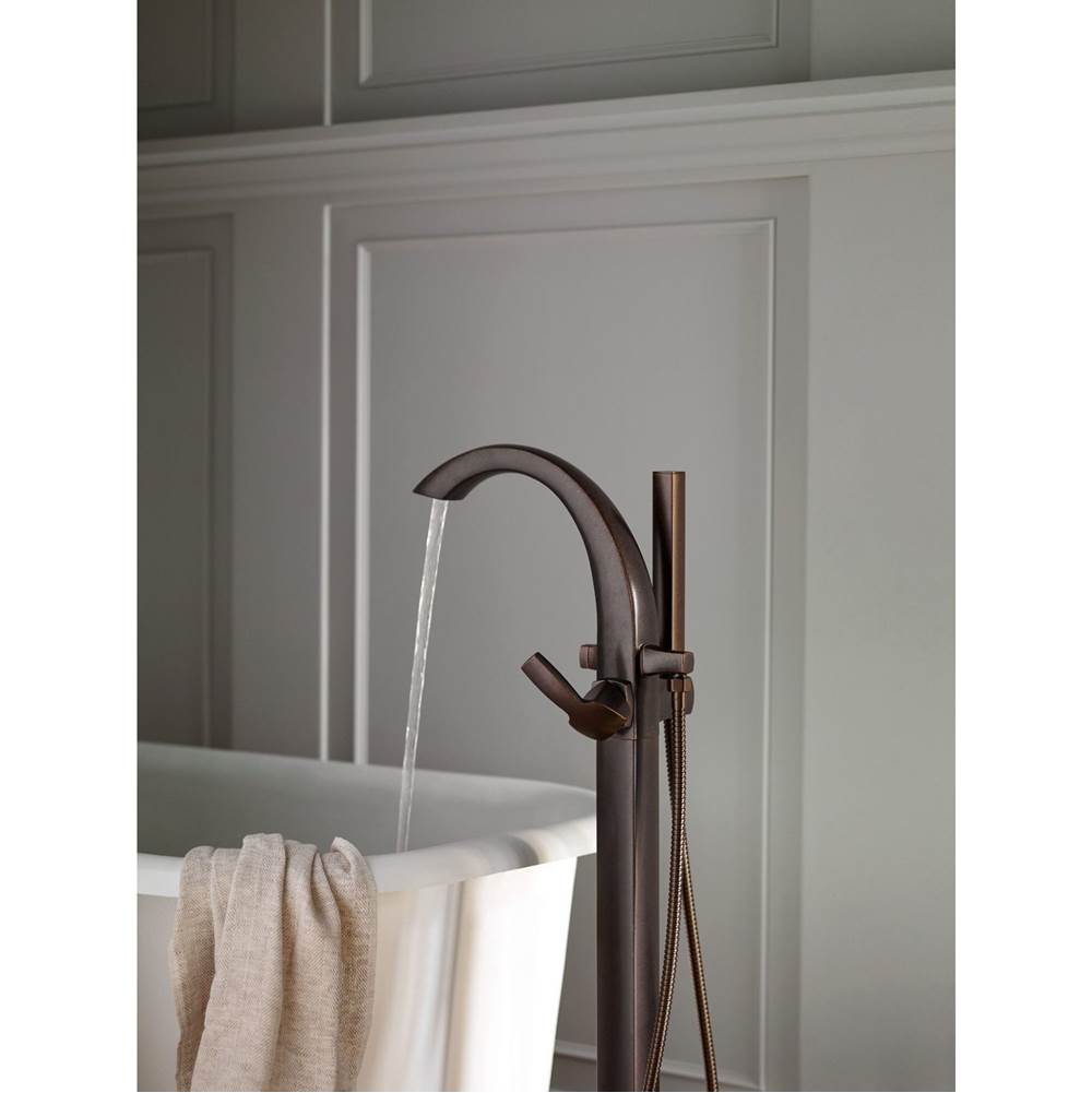 Voss One-Handle Freestanding Floor Mount Tub Filler with Handshower, Chrome