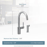 Align One-Handle High-Arc Modern Kitchen Faucet with Side Spray, Chrome