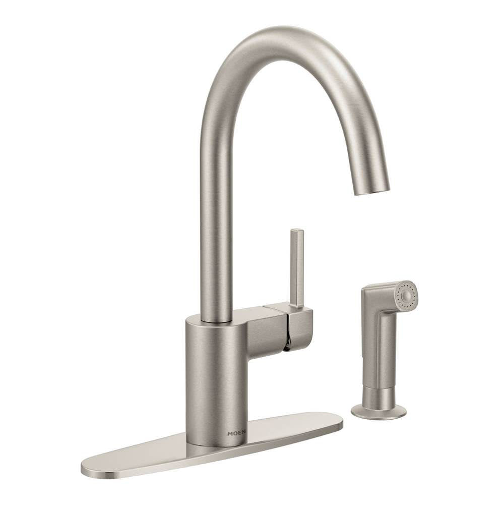 Align One-Handle High-Arc Modern Kitchen Faucet with Side Spray, Chrome
