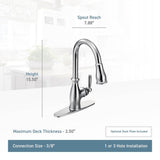 Brantford One-Handle Pulldown Kitchen Faucet Featuring Power Boost and Reflex, Chrome