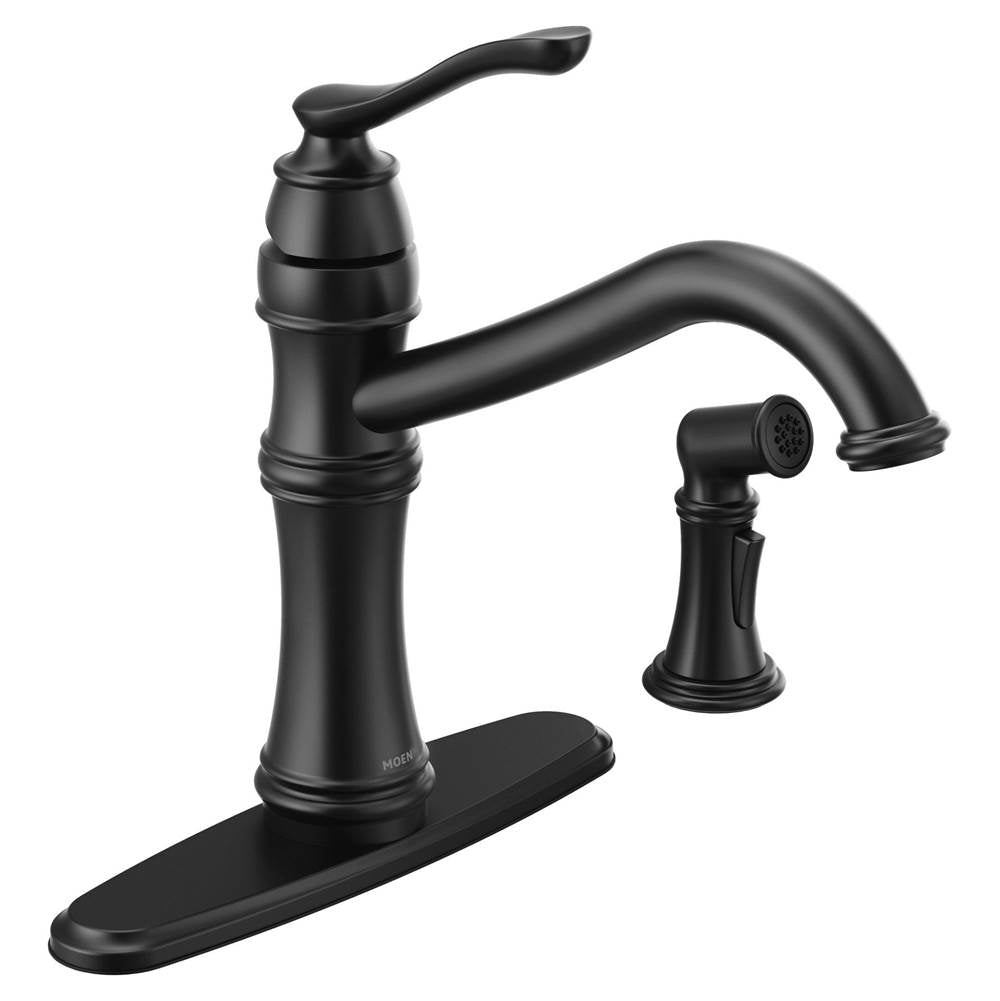 Belfield Single-Handle Standard Kitchen Faucet with Side Sprayer in Matte Black