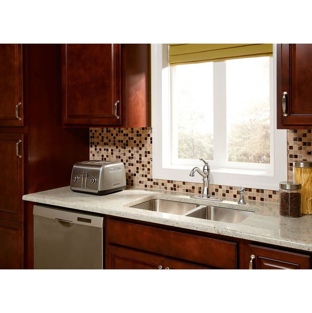 Belfield Traditional One Handle High Arc Kitchen Faucet with Side Spray and Optional Deckplate Included, Chrome