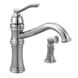Belfield Traditional One Handle High Arc Kitchen Faucet with Side Spray and Optional Deckplate Included, Chrome
