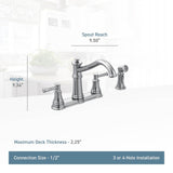 Belfield Traditional Two Handle High Arc Kitchen Faucet with Side Spray, Chrome
