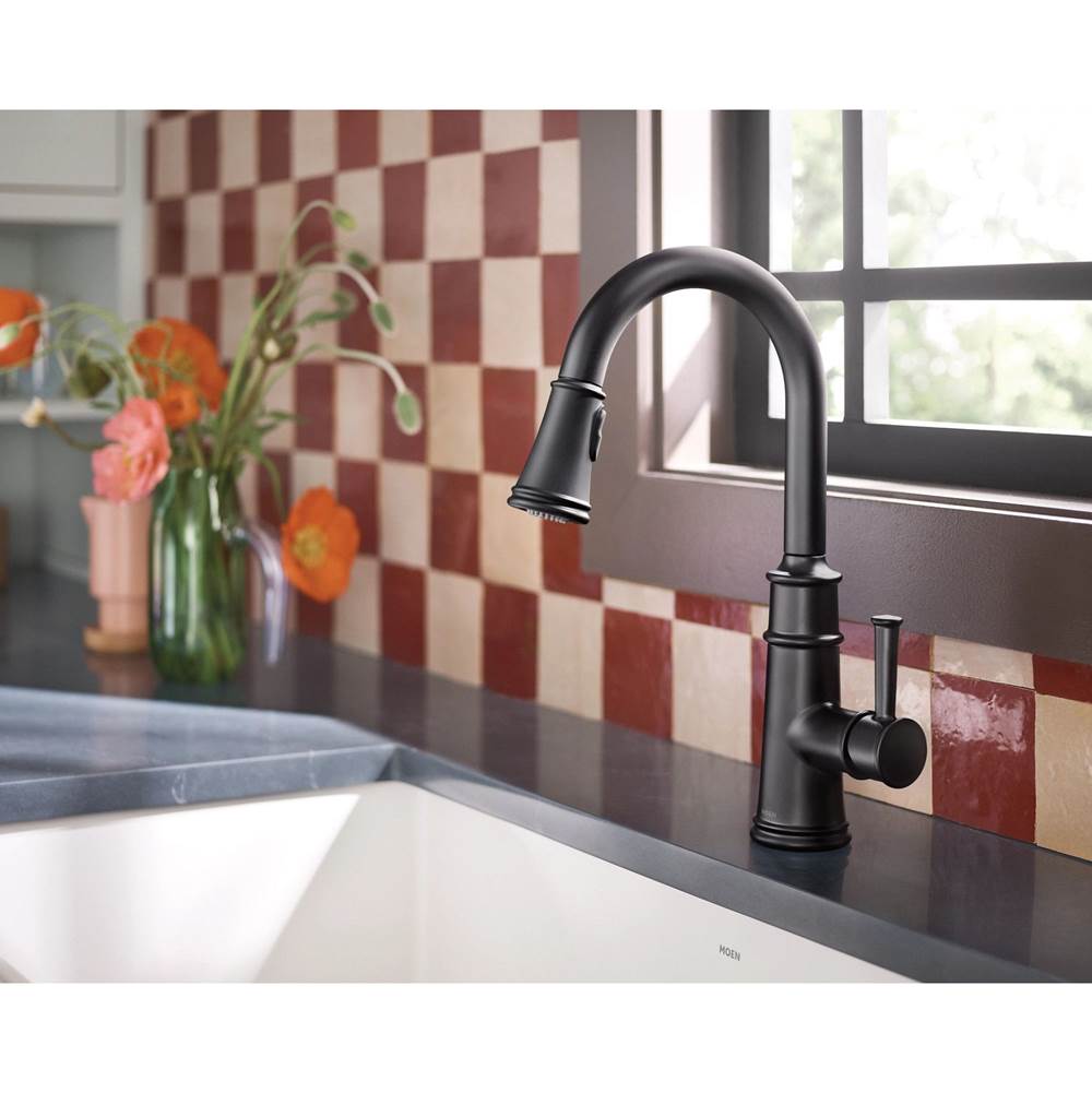Belfield Single-Handle Pull-Down Sprayer Kitchen Faucet with Reflex and Power Boost in Matte Black