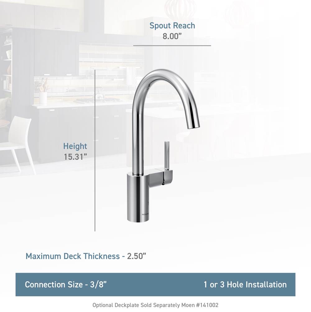 Align One-Handle High-Arc Modern Kitchen Faucet, Chrome