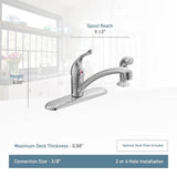 Chateau Single-Handle Standard Kitchen Faucet with Side Sprayer in Chrome