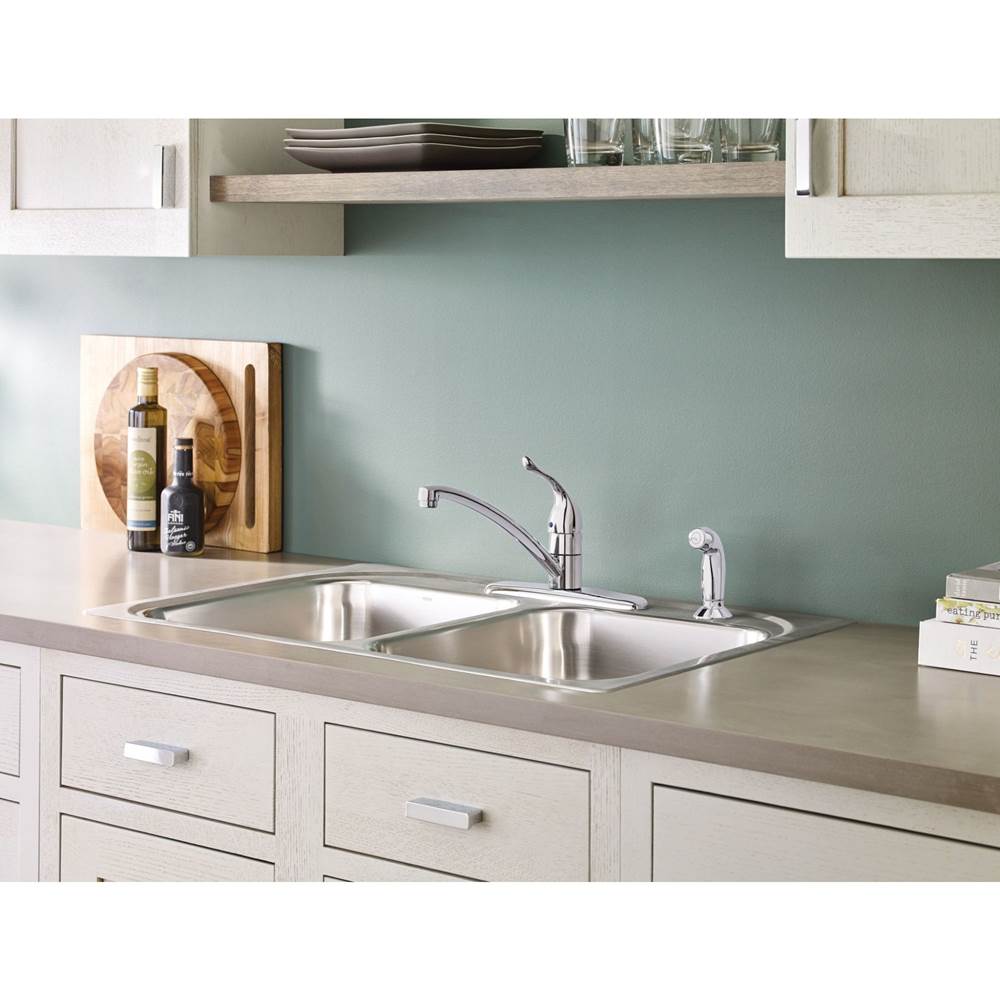 Chateau Single-Handle Standard Kitchen Faucet with Side Sprayer in Chrome