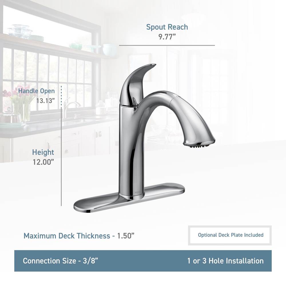 Camerist One-Handle Pullout Kitchen Faucet Featuring Power Clean and Reflex, Chrome