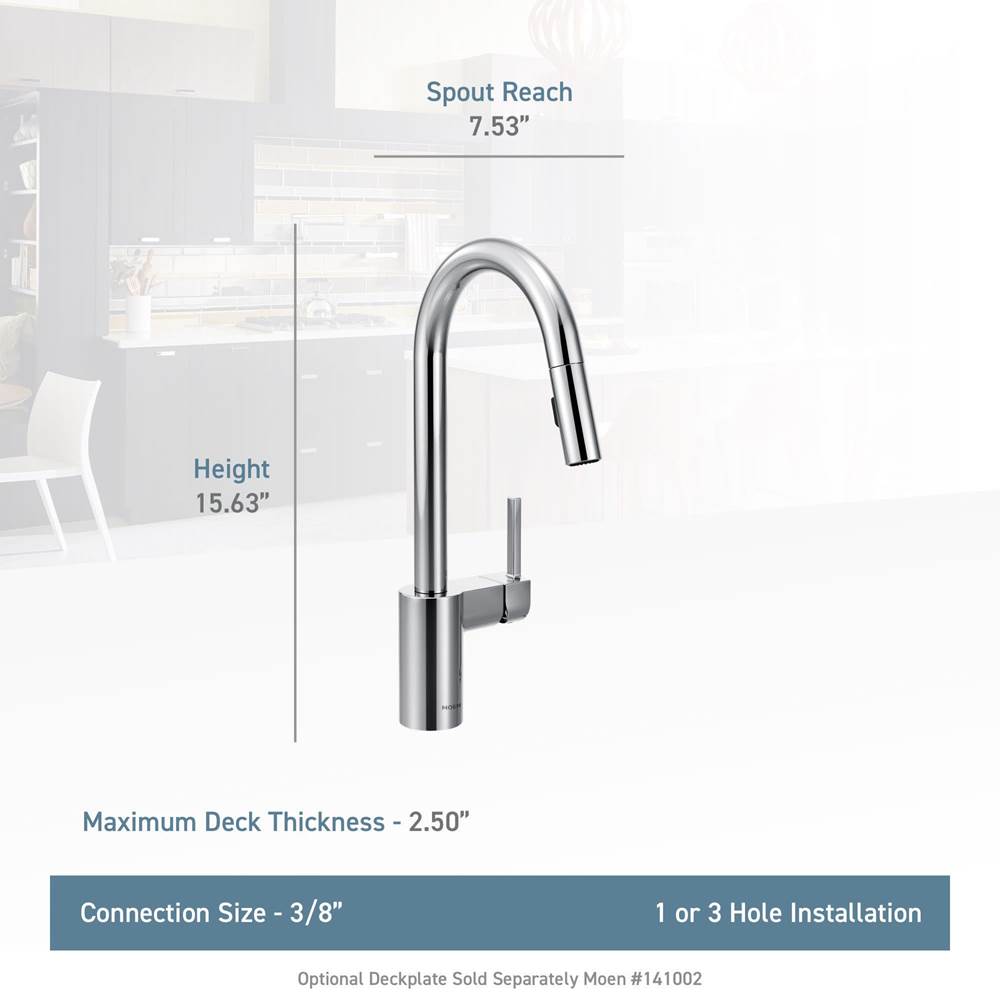 Align One-Handle Modern Kitchen Pulldown Faucet with Reflex and Power Clean Spray Technology, Chrome