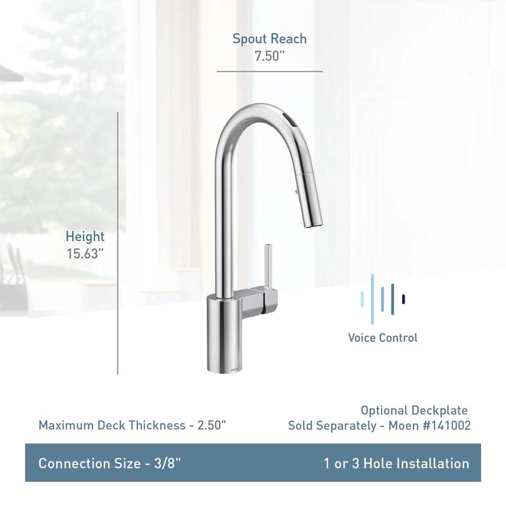 Align Smart Faucet Touchless Pull Down Sprayer Kitchen Faucet with Voice Control and Power Boost, Brushed Gold